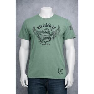 Killing It Graphic T Shirt Mens XL Green Military Anchor Semper Fidelis Tee USA